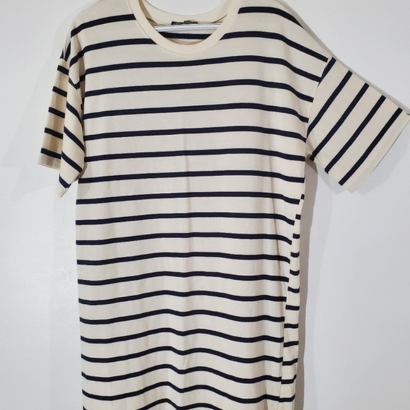 ZARA Woman's Dress Size Large Nautical Stripe Shift TShirt Dress - Picture 5 of 9